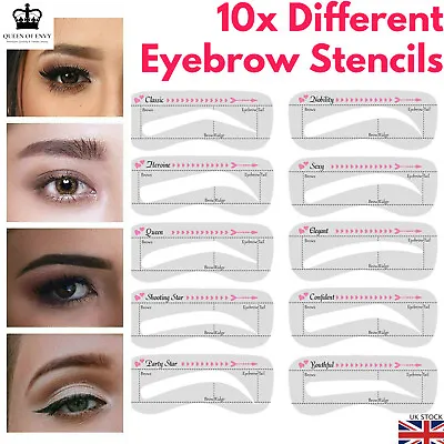£2.49 • Buy 10pcs Eyebrow Stencils Defination Shaper Perfect Brow Fine Grooming Template UK