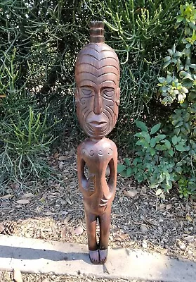 Maori Warrior Tiki Statue Polynesian Wall Sculpture Mask Tropical Tiki Bar 40  • $90