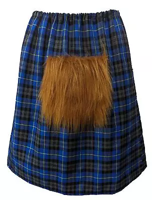 Adults Tartan Kilt With Sporran Scotsman Scottish Scotland Patriotic Fancy Dress • £11.95