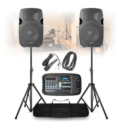 £429 • Buy Portable Bluetooth PA Rehearsal Speaker System With Stands, Mixer & Microphone