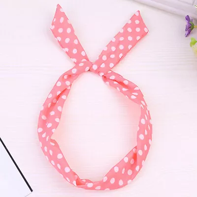 1Pcs Cute Dot Bow Rabbit Bunny Ear Ribbon Hair Band Wire Elastic Headband Wrap • $0.99