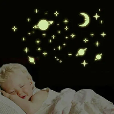 Glow In The Dark Luminous Stars Moon Planet Space Kid Wall Stickers Home Decor • $3.69