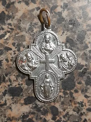 Sacred Heart Of Jesus Virgin Mary Infant Prague 4 Way Miraculous Cross Medal • $10