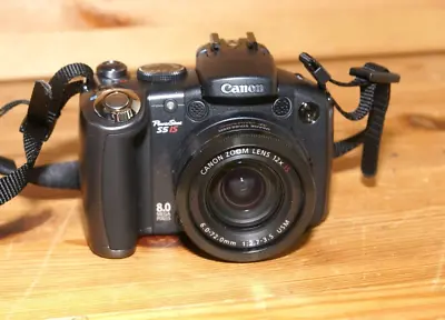 Canon PowerShot S5 IS 8.0MP 12x Optical Zoom Digital Camera PC1234 Black & BAG • $44.44