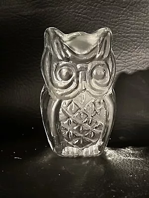 Vintage Viking Clear Glass OWL Paperweight With Label Heavy • $23