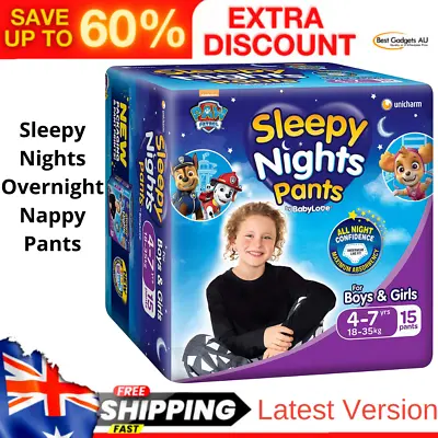 $90.30 • Buy BabyLove 60 Piece (4 Pack X 15) Bulk Sleepy Nights Overnight Nappy Pants 18-35kg