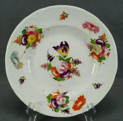 $150 • Buy Coalport Hand Painted Floral Molded Edge Porcelain 8 7/8 Inch Plate Circa 1820