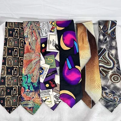 Lot Of 6 Vintage Ties Bold Funky Colorful 80s 90s 57”-60” Long 3.5”-4” Width • $12.35