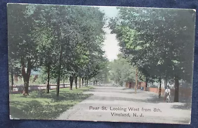 1912 Vineland New Jersey Pear Street Hand Colored Postcard • $4.50