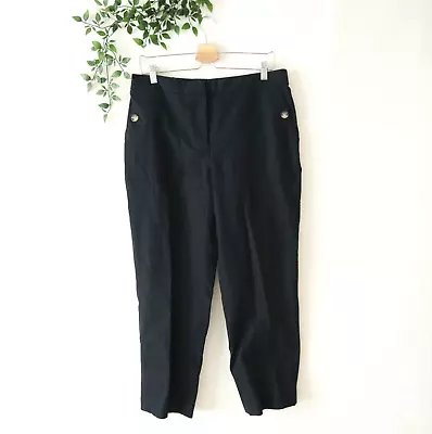 NEW J.Crew Women's Black Linen Cotton Blend Elastic Back Sailor Pant Size 14 • $18.99