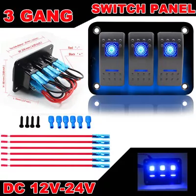 3 Gang Rocker Switch Panel PRE WIRED Dual LED Boat Caravan Marine Car 12V 24V AU • $24.31