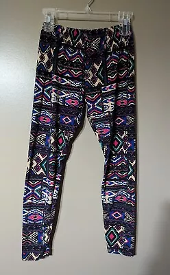 Leggings M Aztec Print Black Beige Multi-color Juniors Pull-on No Boundaries  • $12.99