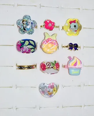 Bundle Of 10 LUCITE Plastic & Metal Kids RINGS Mixed Shapes & Colours MM • £4