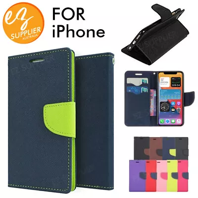 IPhone X XS 8 7 6 6S Plus 5 5S SE 5C Leather Flip Wallet Phone Case Cover • $4.45