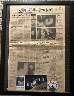 Michael Collins Signed Wash Post 7/18/69.  COA Nova Space W Photos/patch Framed • $250