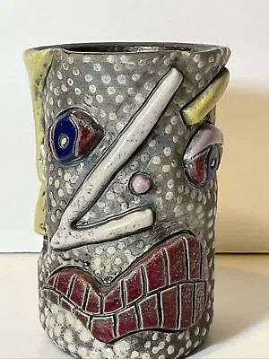 Vintage Kevern Grau Grotesque Folk Art Style Face Vase Raku • $175
