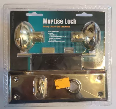 MORTISE LOCK PRIVACY LOCKSET Brass Door Knobs VINTAGE STYLE - NEW • $19.95