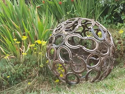 Garden Sculpture Horseshoe Sphere Feature Ball 60cm Hand Crafted FREE UK POSTAGE • £169