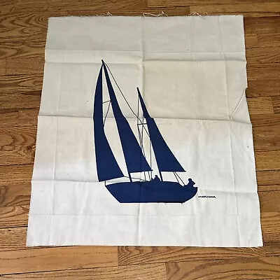 Vintage Marushka Canvas  Sailboat 24 X 26 Inches BOAT 1979 • $65