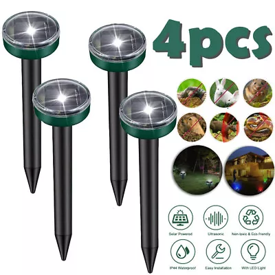 4 Pack Solar Power Ultrasonic Mice Gopher Mole Pest Snake Repellent Repeller  • $7.99