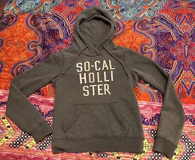 So-Cal Hollister Women’s Grey Hoodie Hoody Top Pullover Size XS 6-8 Grey • £5.99