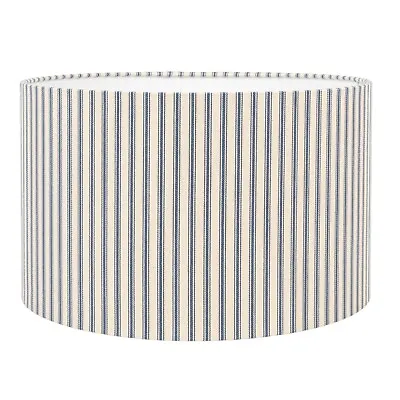 Nautical Cotton Ticking Stripe Lampshade. Seaside Navy Blue & White Stripes. • £49.99
