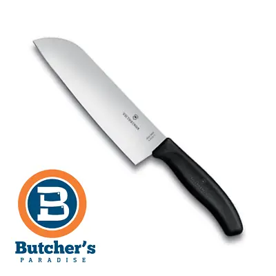 $69 • Buy Butchers Kitchen Chef Victorinox Swiss Black Santoku Japanese Style Knife 17cm