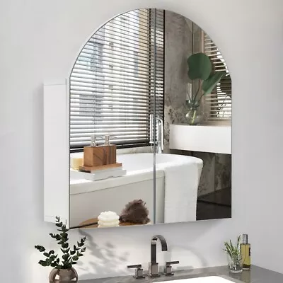 2 Door Bathroom Mirror Cabinet Wall Mounted White Fan Mirror Storage Cupboard • £39.99