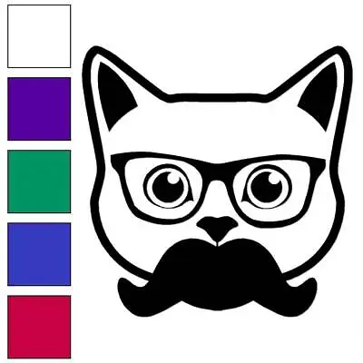 Cat Glasses Mustache Vinyl Decal Sticker Multiple Colors & Sizes #7072 • $4.95