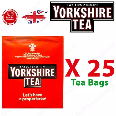 25 X Yorkshire Tea Bags - Individual Enveloped Tagged Tea Bags Black Tea • £4.75