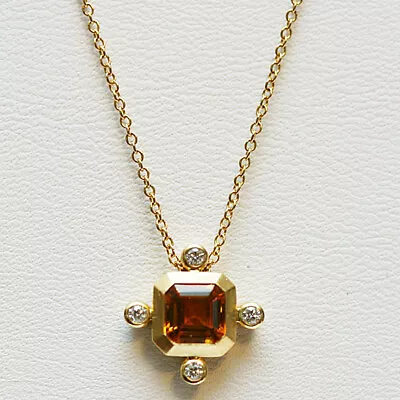 David Yurman Novella Citrine Pendant Necklace 18K Gold Madeira Diamonds • $1000