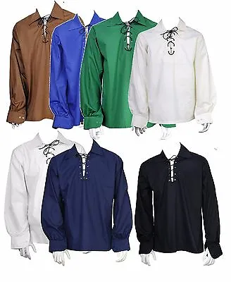 $14.07 • Buy Men's Scottish Jacobite Ghillie Kilt Shirt 7 Different Colours All Sizes 