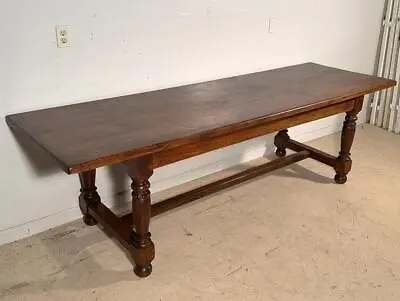 8 Foot French Antique Farm Table/Desk/Library Table In Solid Oak • $2850