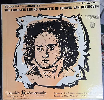 Beethoven Nos. 9 & 11 FIRST PRESS LP Columbia 6 EYE Vinyl Budapest String Qt • $27