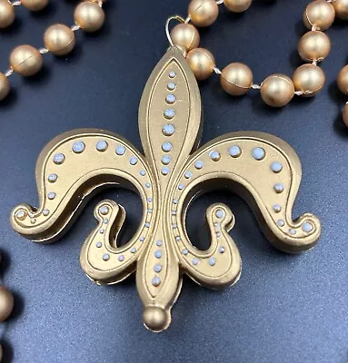 Fleur De Lis Gold Mardi Gras Bead Necklace New Orleans Parade Krewe Favor Throw • $5.95