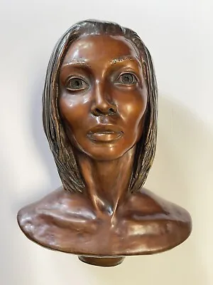 Vintage Bronze Metal Sculpture Portrait Pretty Woman Female Model Life Size Head • $1500