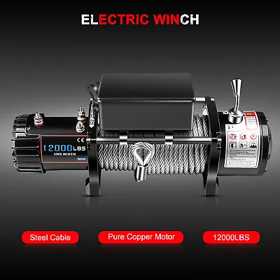 12V 12000LB Electric Winch Towing Trailer Steel Cable Off Road For JEEP Wrangler • $256.49