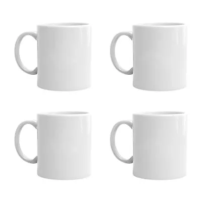 Smilatte 16 OZ Porcelain Coffee Mugs Blank Ceramic Cups Set Of 4 White • $19.99