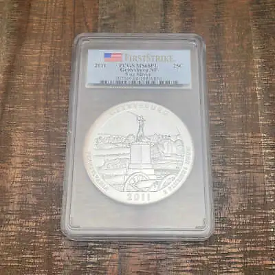 2011 25C Gettysburg NP 5oz Silver PCGS MS68PL • $200