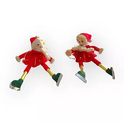 Vintage Felt Pixie Girl Skater Christmas Ornaments Lot 2 Japan • $23.80