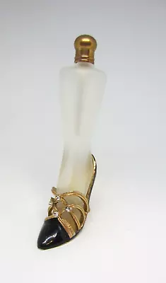 Vintage Jeweled Frosted  Glass High Heeled Shoe Perfume Bottle/w Stopper Empty • $19.99