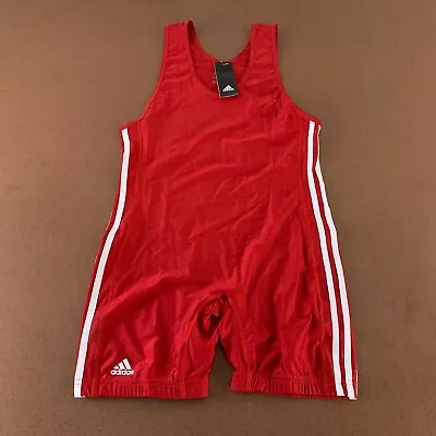 Adidas Men's Size Large Red White Three Stripe Sleeveless Wrestling Singlet NWT • $33.99