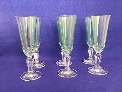 Miller Rogaska Alfresco Crystal Pastel Green Champagne Flutes Set Of 6 • $59