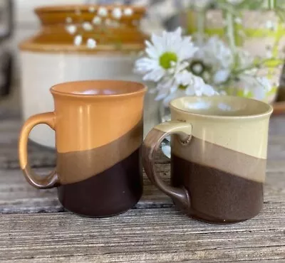 Vintage Retro Coffee Tea Cup Mug Stoneware - Pair • $16