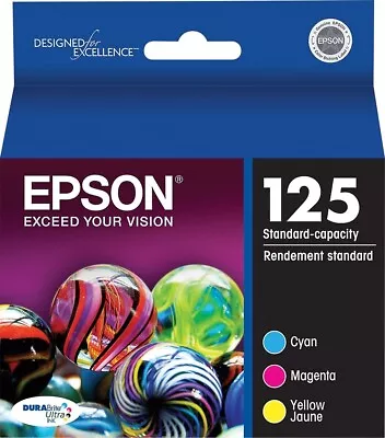 NEW Genuine Epson 125 Ink Cartridge Set Cyan Magenta Yellow Printer Exp 01/021 • $11.95