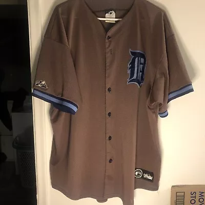 Vintage Detroit Tigers Majestic Jersey Brown Baseball MLB Button Up Made USA XL • $49.99