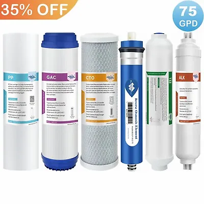 6 Stage Reverse Osmosis System PH Alkaline Water Filter Set With 75G RO Membrane • $35.99