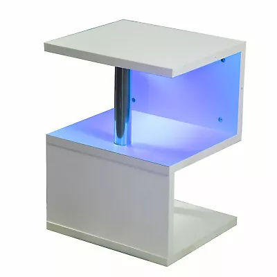 $73.15 • Buy S-Shaped High Gloss Coffee Table Home Side Tea Table W/Multi-Color LED Backlight