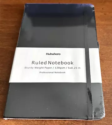 Huhuhero Ruled Professional Notebook 5x8.25 Sturdy Weight Paper 120gsm Black • $12.33