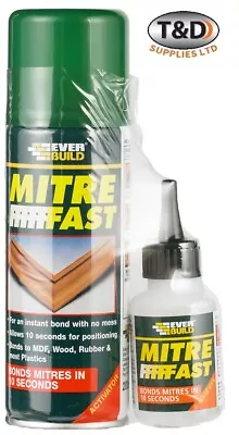 EVERBUILD MITRE FAST 50g SUPERGLUE & 200ML ACTIVATOR (SUPER GLUE BONDING KIT) • £13